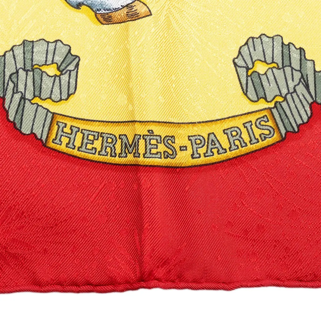Hermès Les Fetes Du Roi Soleil Silk Scarf 90 Red Silk Very good - Model View