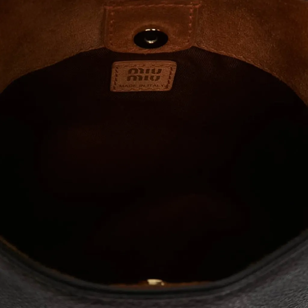Miu Miu Textured Leather Crossbody Brown Leather Very good - Model View