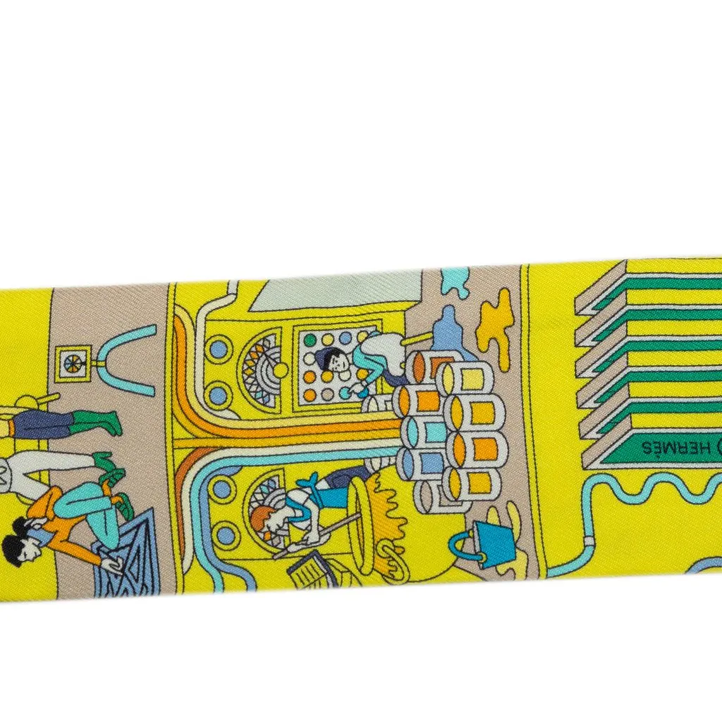 Hermès La Maison des Carres Twilly Silk Scarf Yellow Silk Very good - Back View