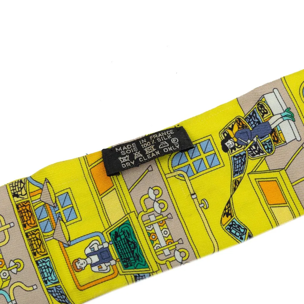 Hermès La Maison des Carres Twilly Silk Scarf Yellow Silk Very good - Inside View