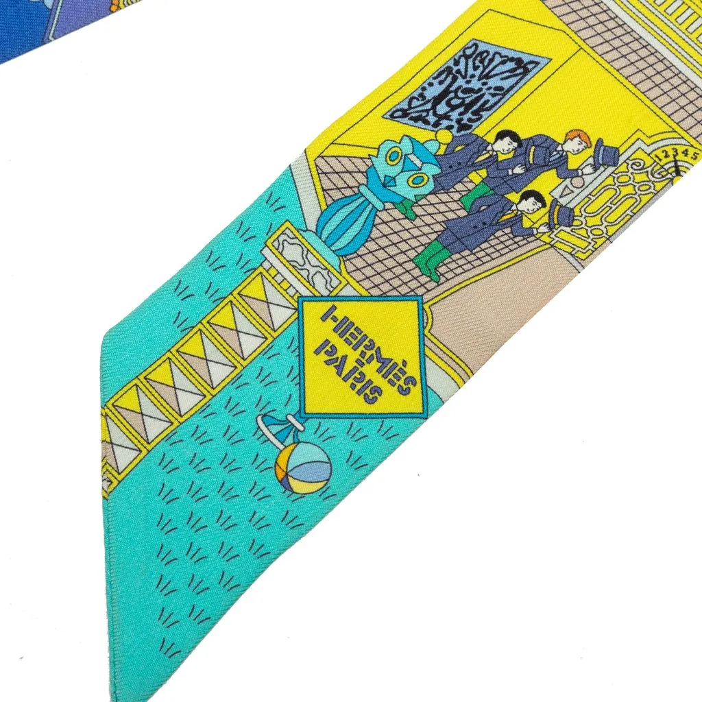 Hermès La Maison des Carres Twilly Silk Scarf Yellow Silk Very good - Box View