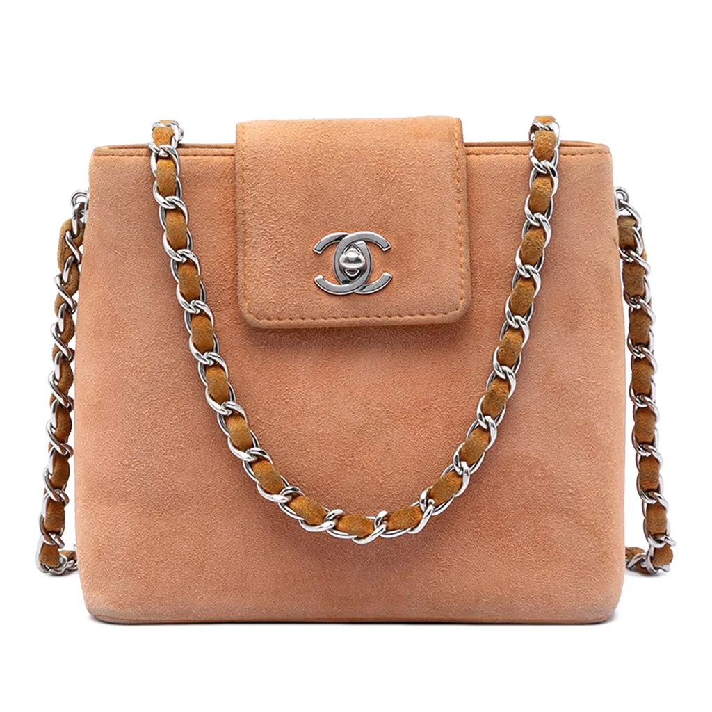 Chanel CC Suede Crossbody Brown Leather Very good - Front View