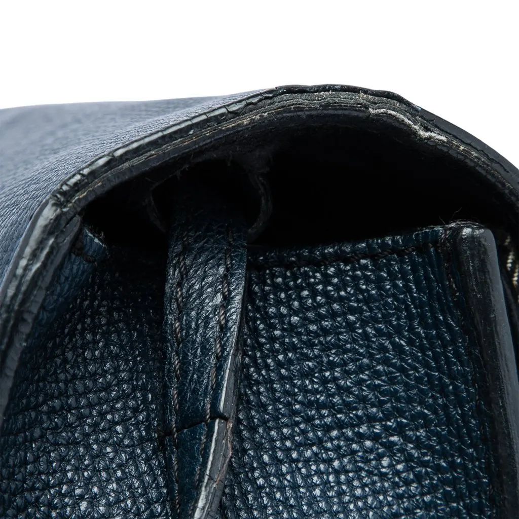 Burberry Small Leather and House Check Canvas Derby Macken Crossbody Blue Good - Box View