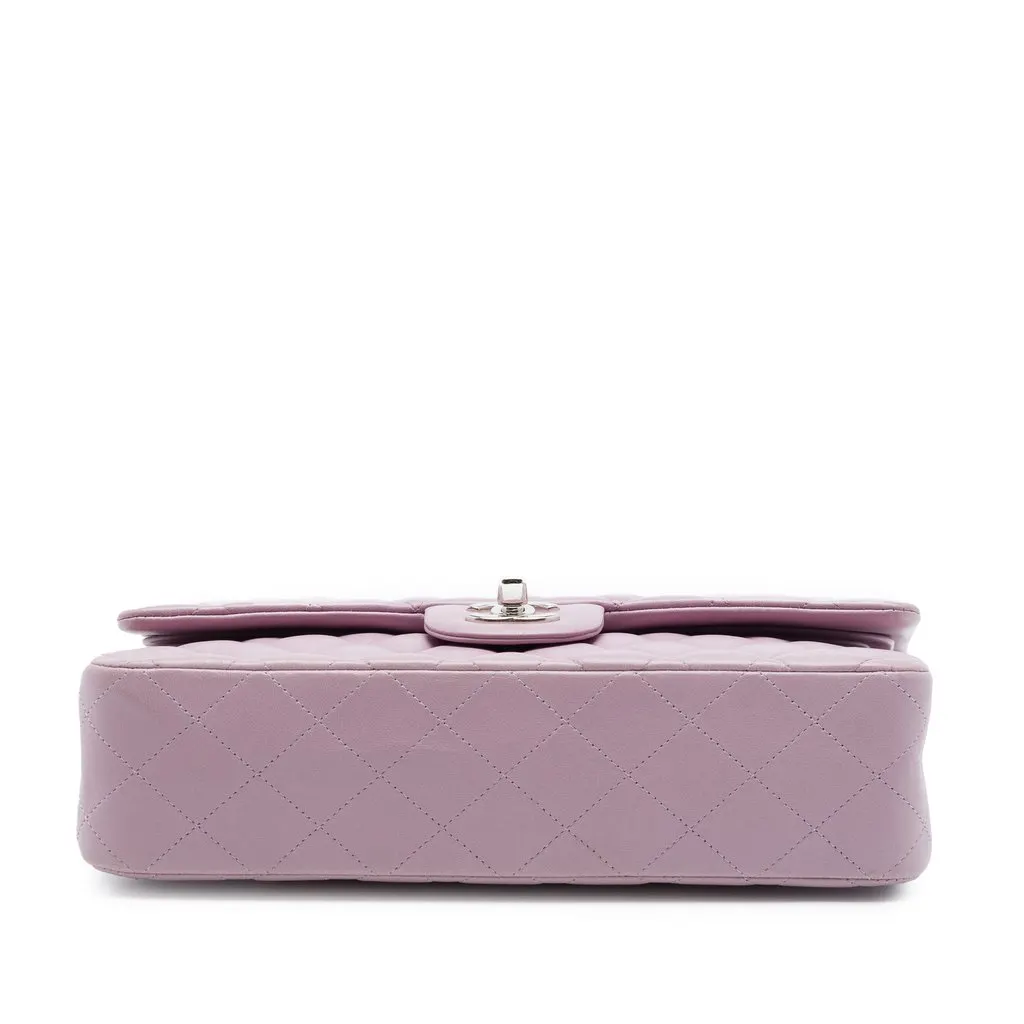 Chanel Medium Classic Lambskin Double Flap Purple Leather Very good - Inside View