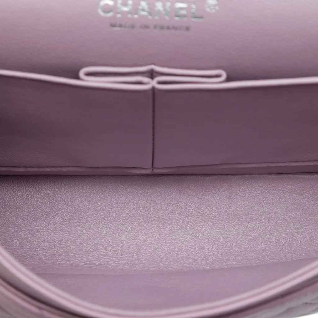 Chanel Medium Classic Lambskin Double Flap Purple Leather Very good - Model View