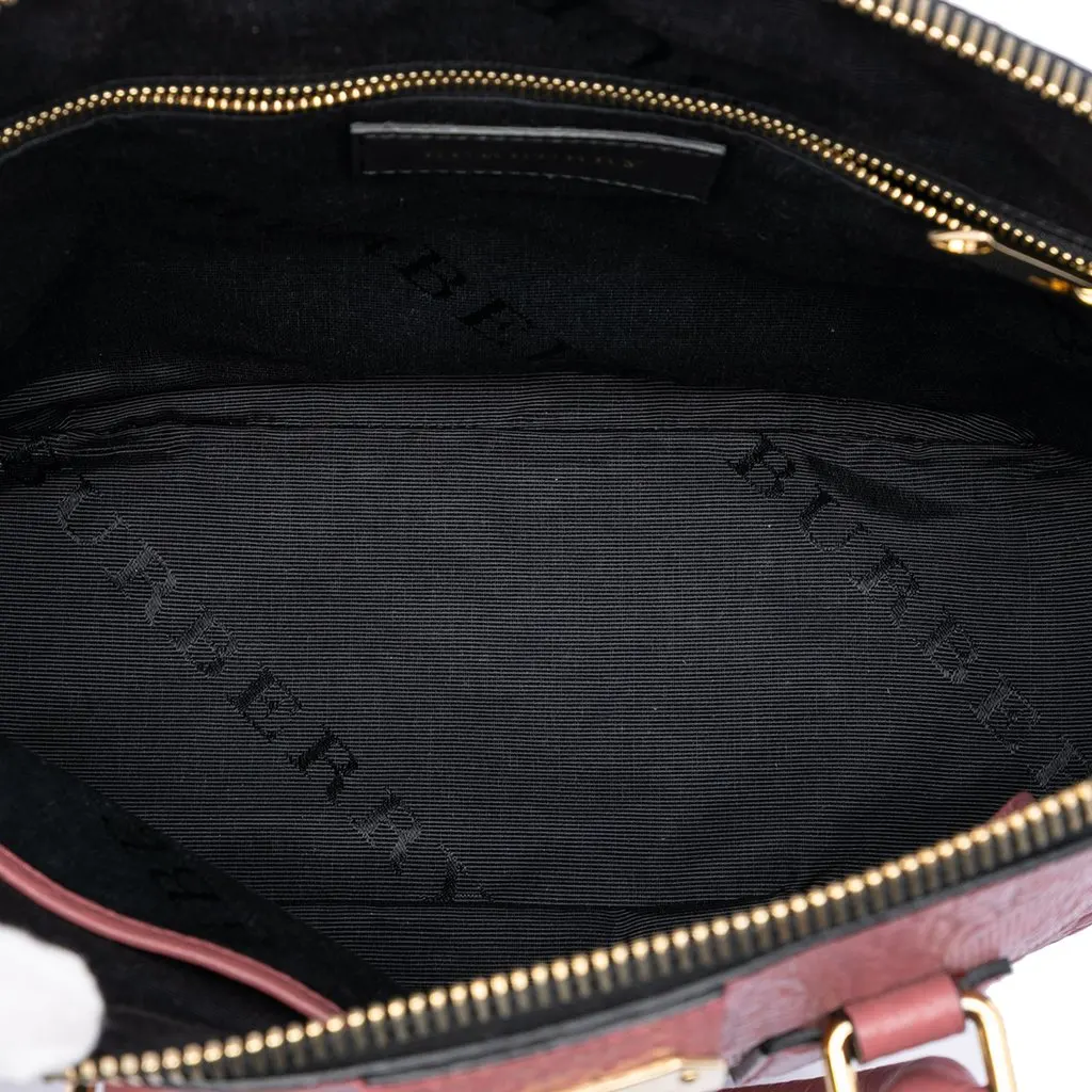 Burberry Small Heritage Grain Check Embossed Orchard Bowling Bag Pink Leather Very good - Model View