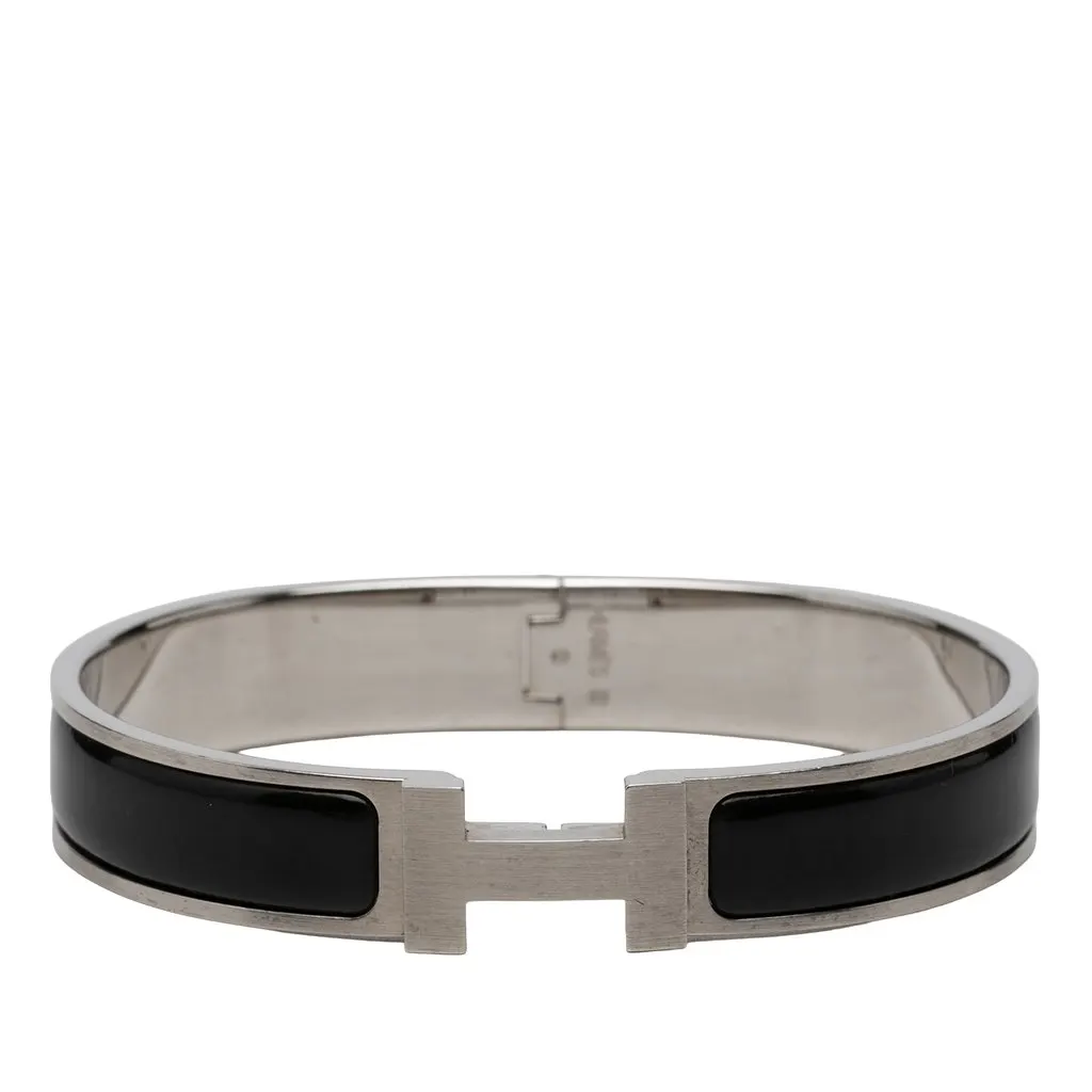 Hermès Narrow Enamel Clic H Bracelet GM Black Very good - Front View