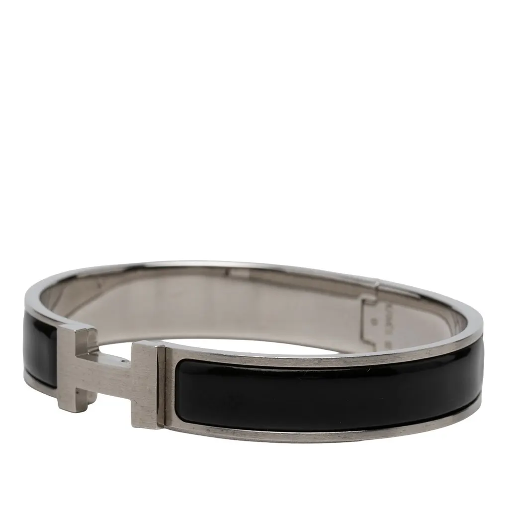 Hermès Narrow Enamel Clic H Bracelet GM Black Very good - Back View