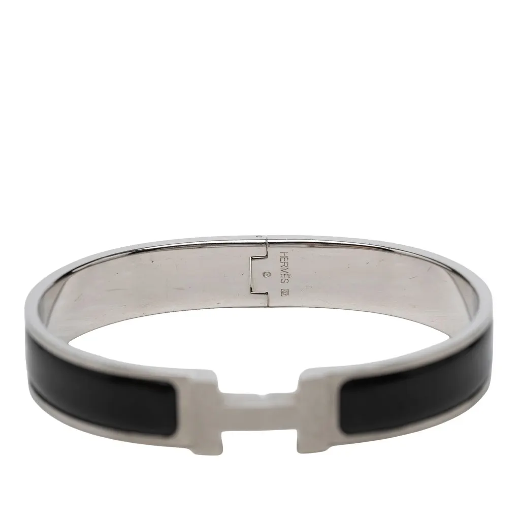 Hermès Narrow Enamel Clic H Bracelet GM Black Very good - Model View