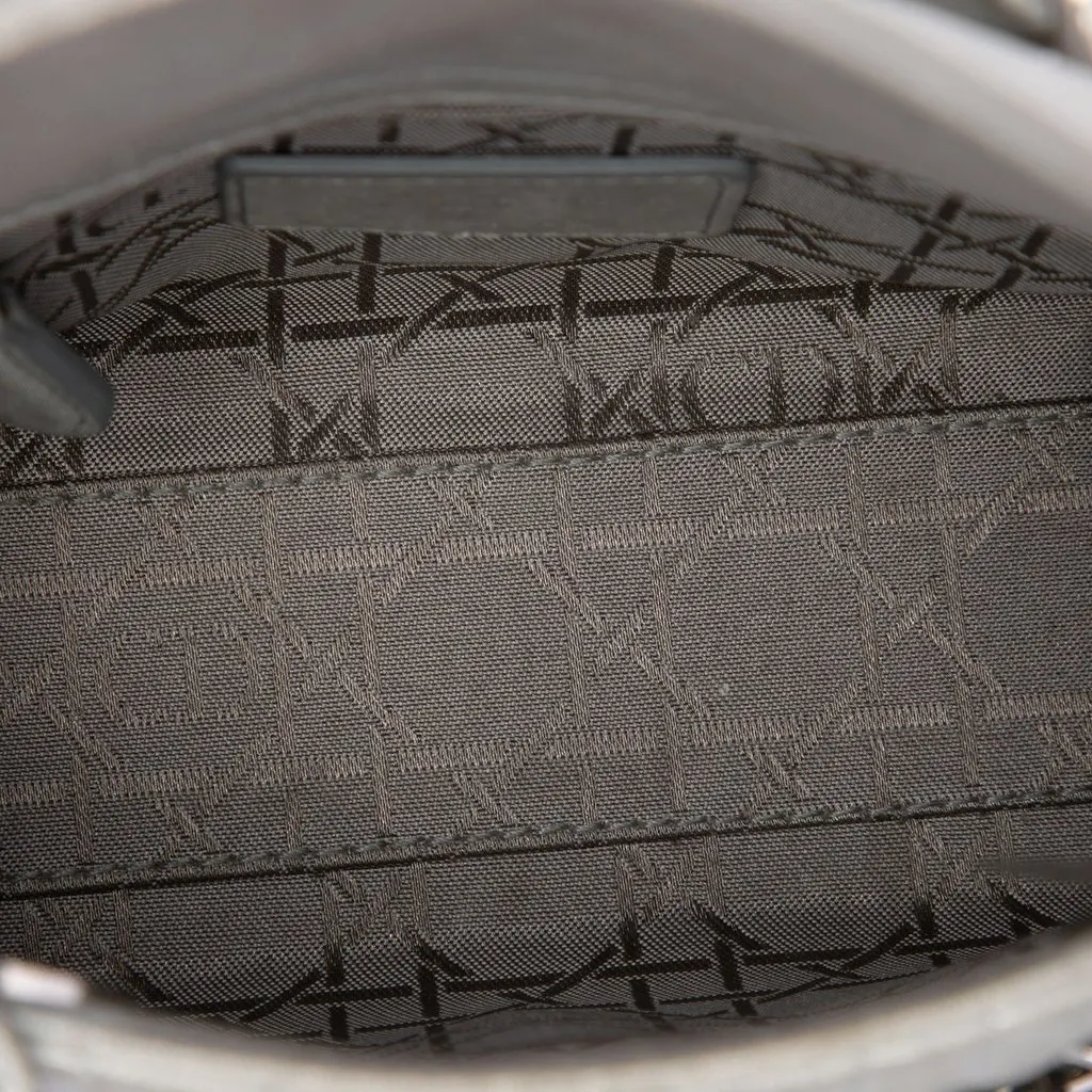 Dior Mini Iridescent Lambskin Cannage Lady Dior Silver Leather Very good - Model View