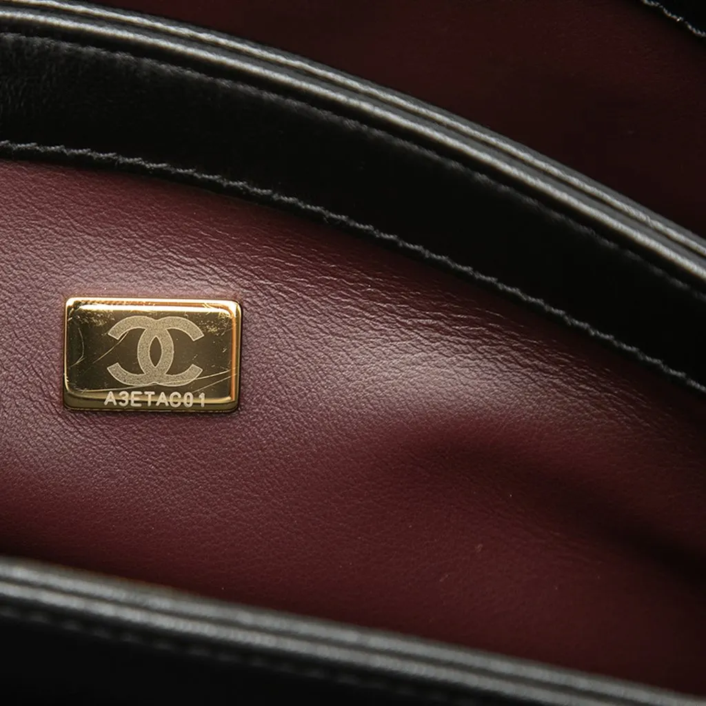 Chanel Mini Quilted Lambskin Trendy CC Top Handle Flap Black Leather Very good - Box View