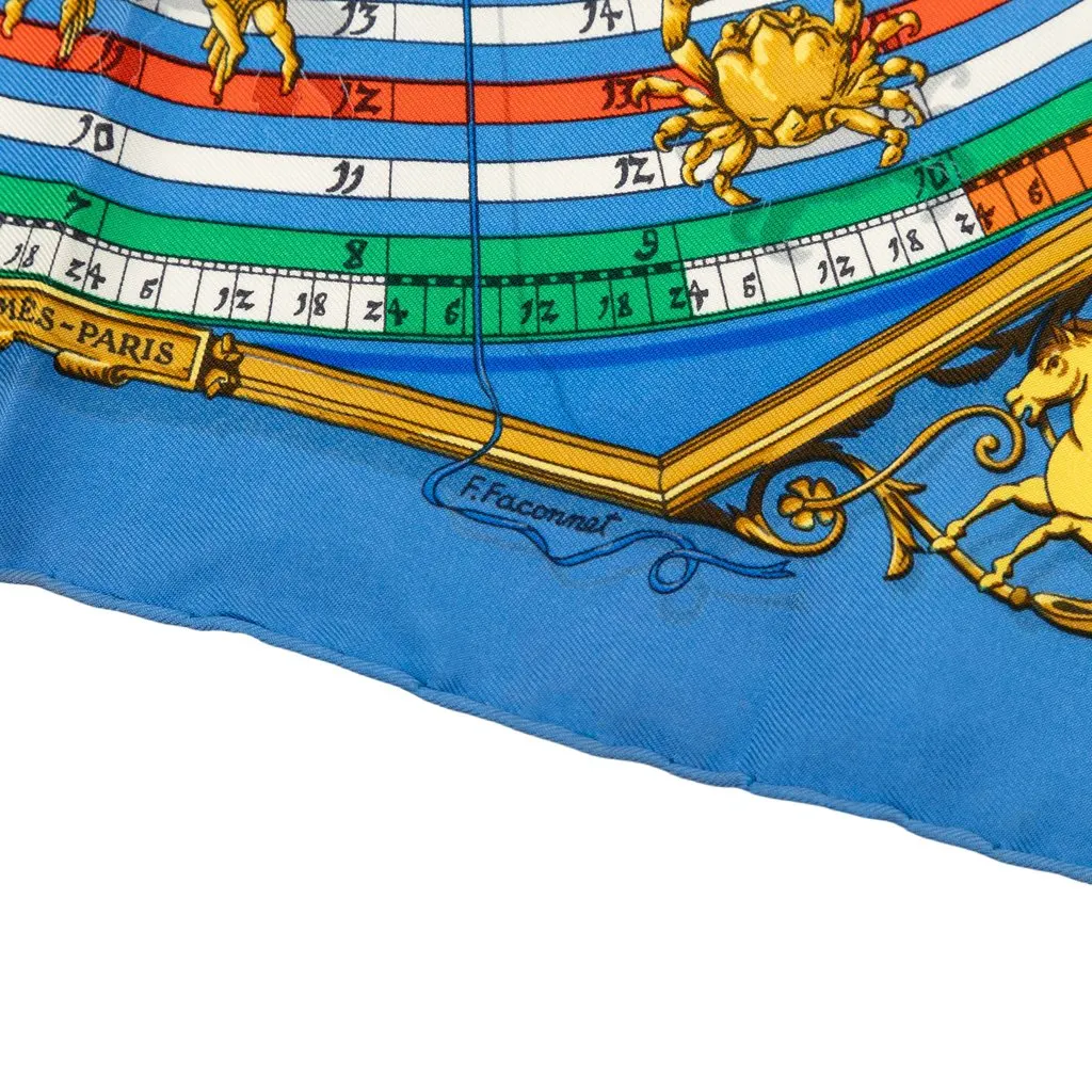 Hermès Astrologie Dies et Hore Silk Handkerchief Blue Very good - Model View