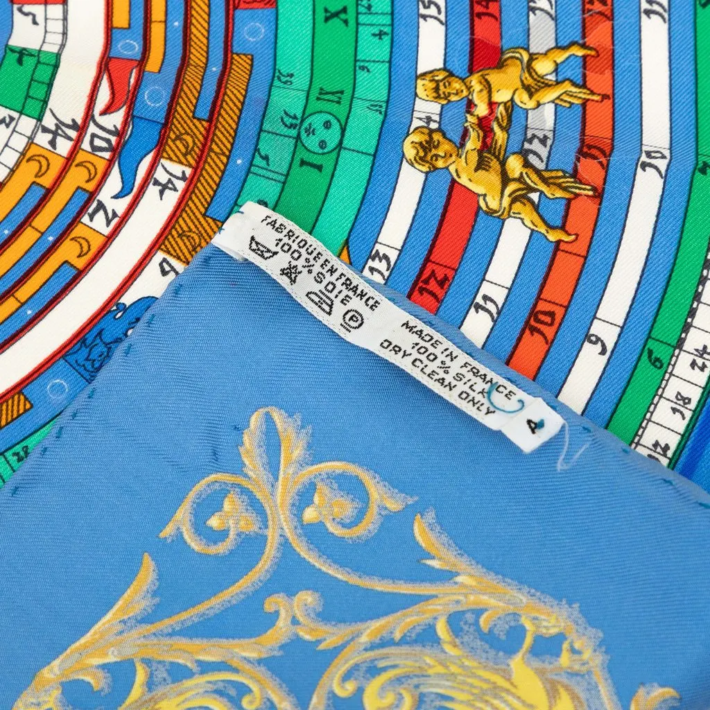 Hermès Astrologie Dies et Hore Silk Handkerchief Blue Very good - Box View