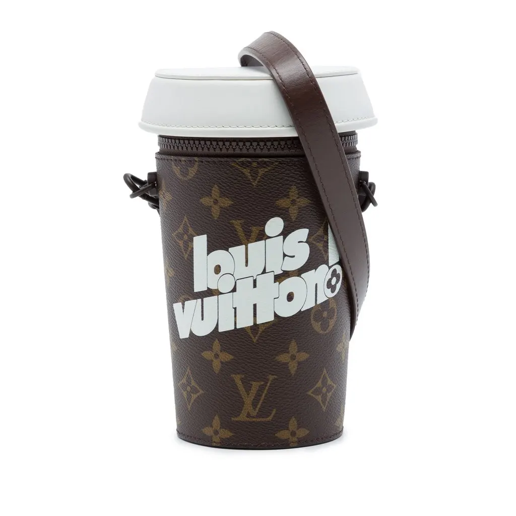 Louis Vuitton Monogram Coffee Cup Pouch Brown Very good - Front View