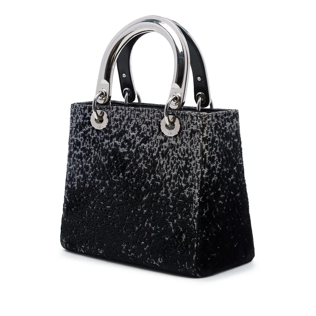 Dior Medium Fabric Lame Lady Dior Black Very good - Back View