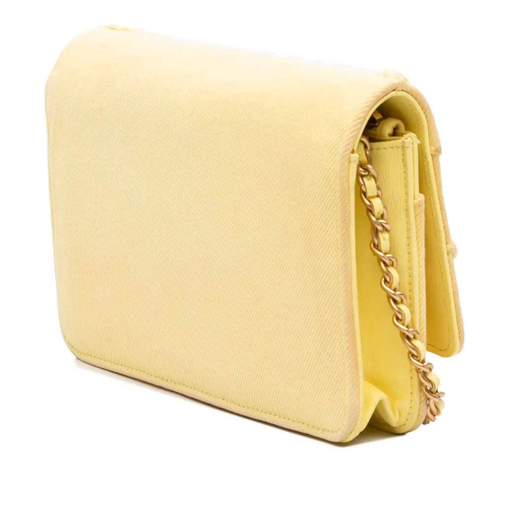 Chanel Denim Fringe Coco Wallet On Chain Yellow Very good - Back View