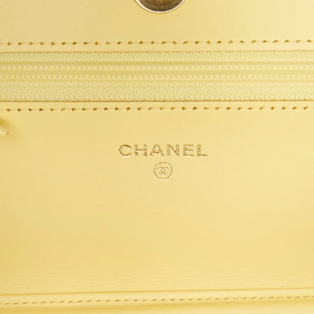 Chanel Denim Fringe Coco Wallet On Chain Yellow Very good - Box View