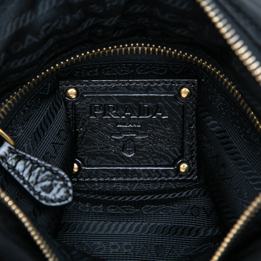 Prada Tessuto Zip Double Buckle Messenger Bag Black Polyamide Very good - Box View