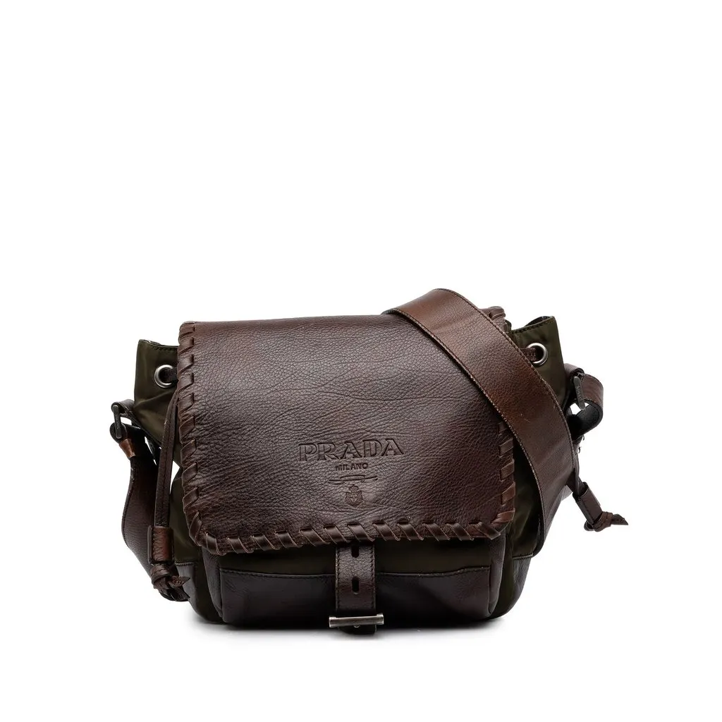 Prada Tessuto and Leather Whipstitch Crossbody