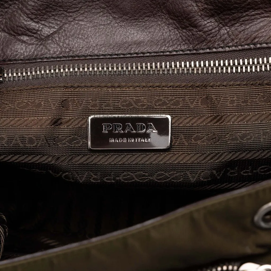 Prada Tessuto and Leather Whipstitch Crossbody Green Polyamide Good - Box View