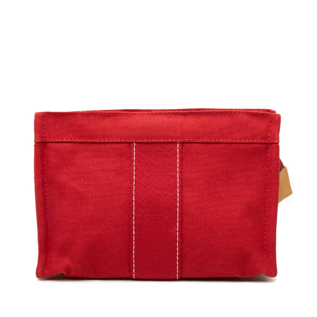 Hermès Toile Deauville Pouch Red Canvas Good - Front View