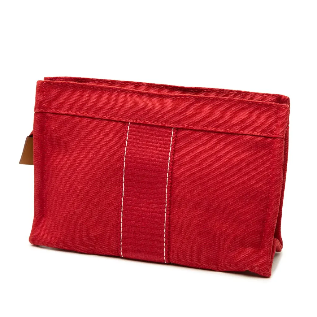 Hermès Toile Deauville Pouch Red Canvas Good - Back View