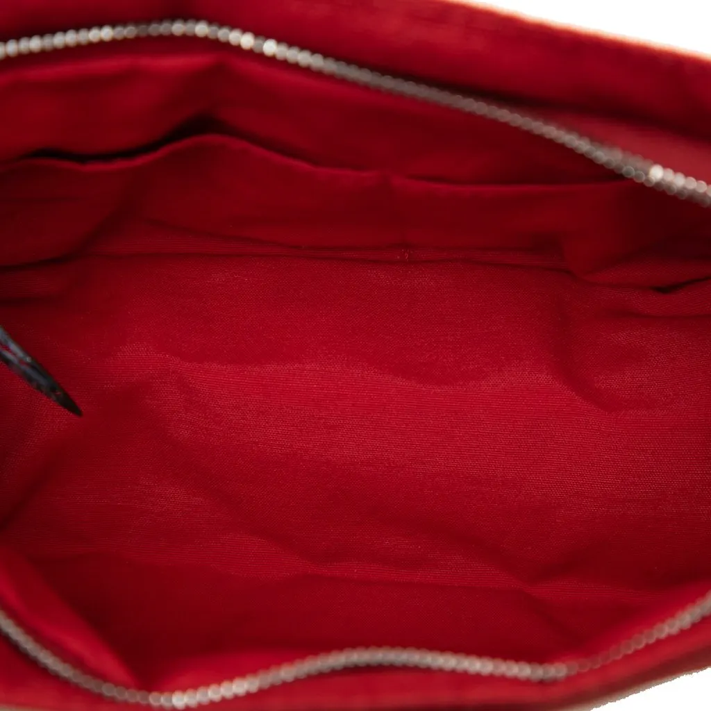 Hermès Toile Deauville Pouch Red Canvas Good - Model View
