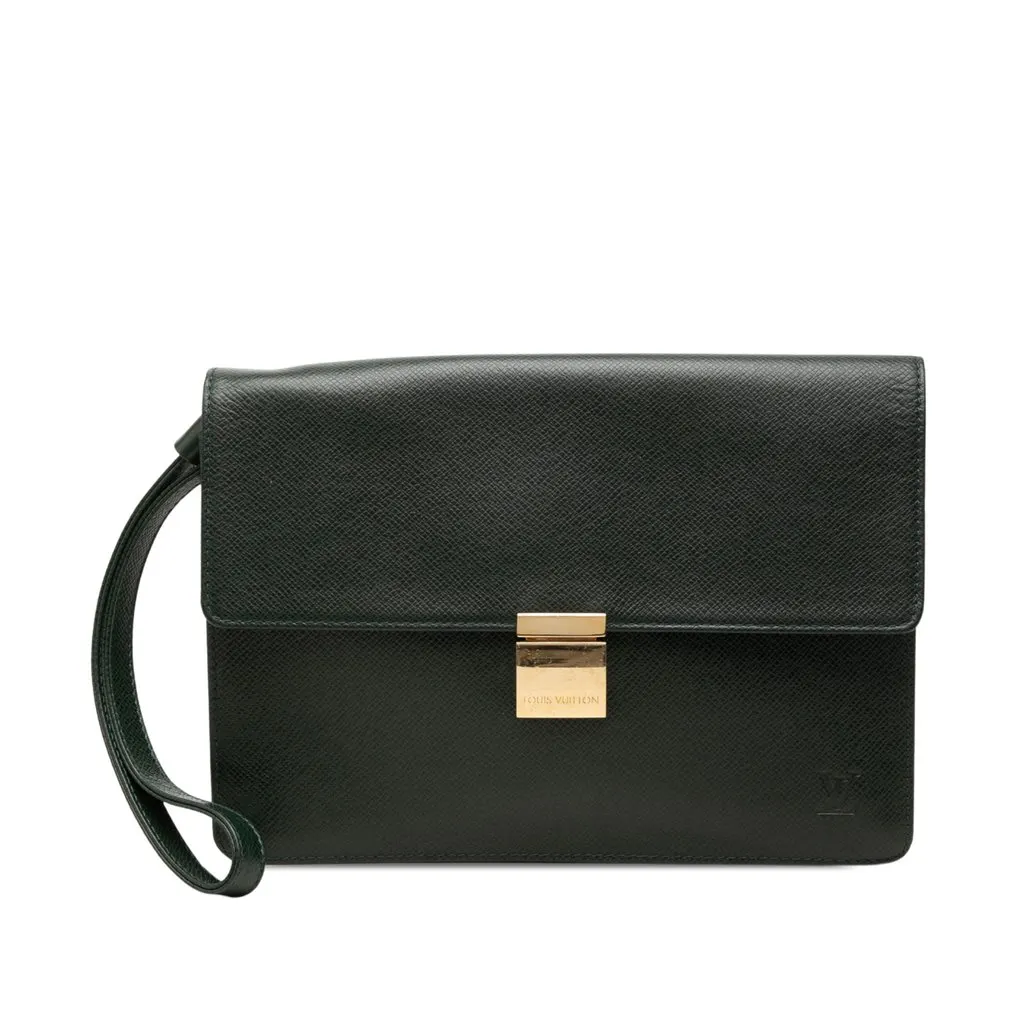Louis Vuitton Taiga Selenga Green Leather Good - Front View
