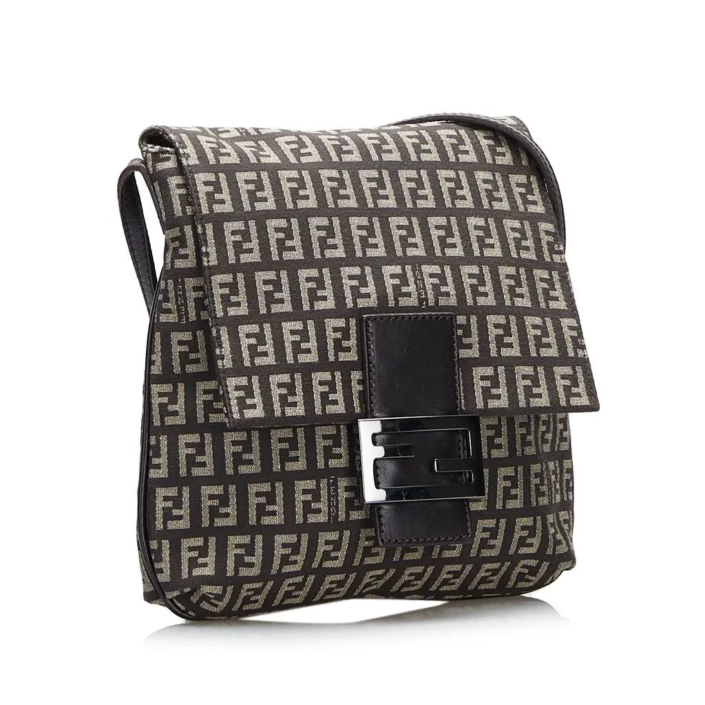 Fendi Zucchino Crossbody Brown Good - Back View