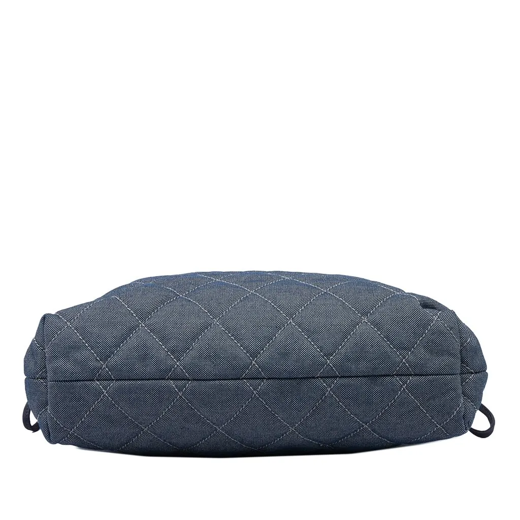 Chanel CC Quilted Denim Grosgrain Drawstring Tote MultiColor Denim Very good - Inside View