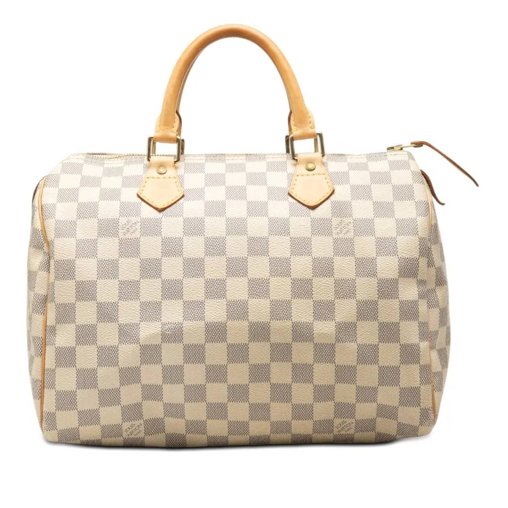 Louis Vuitton Damier Azur Speedy 30 White Canvas Good - Front View