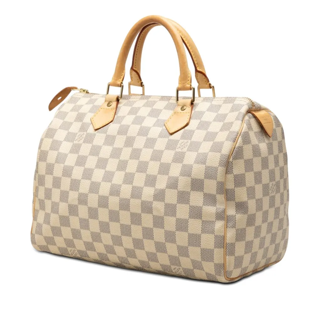 Louis Vuitton Damier Azur Speedy 30 White Canvas Good - Back View