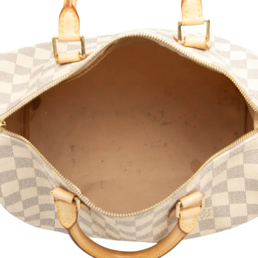 Louis Vuitton Damier Azur Speedy 30 White Canvas Good - Model View