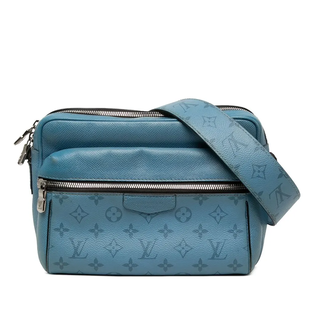Louis Vuitton Monogram Taigarama Outdoor Messenger Blue Leather Good - Front View