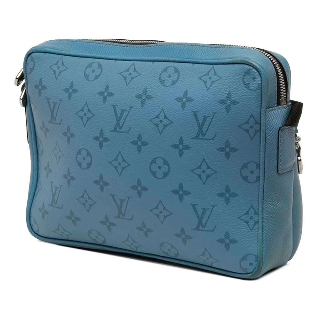 Louis Vuitton Monogram Taigarama Outdoor Messenger Blue Leather Good - Back View