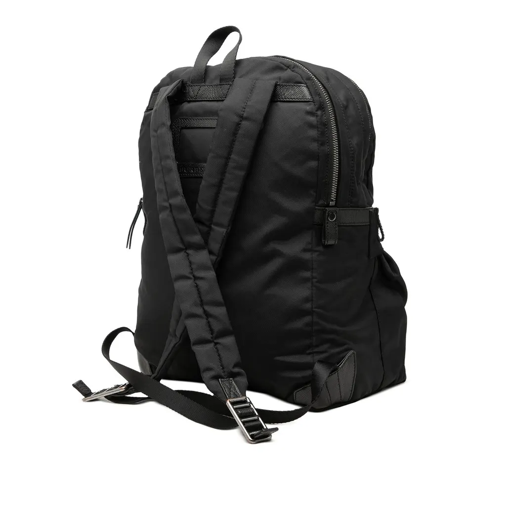 Burberry Leather Trimmed Nylon Backpack Black Very good - Back View
