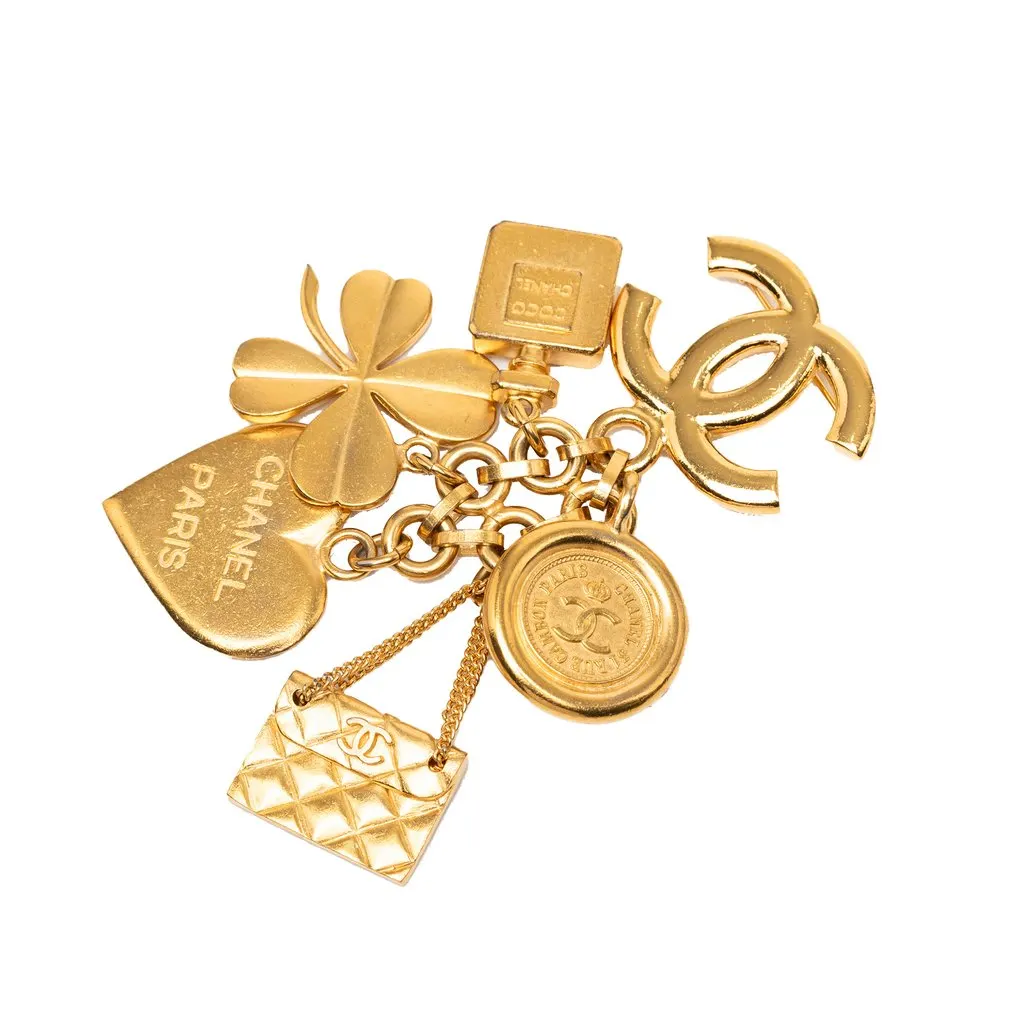 Chanel CC Gold Plated Icon Charm Pin Brooch Gold Metal Very good - Front View