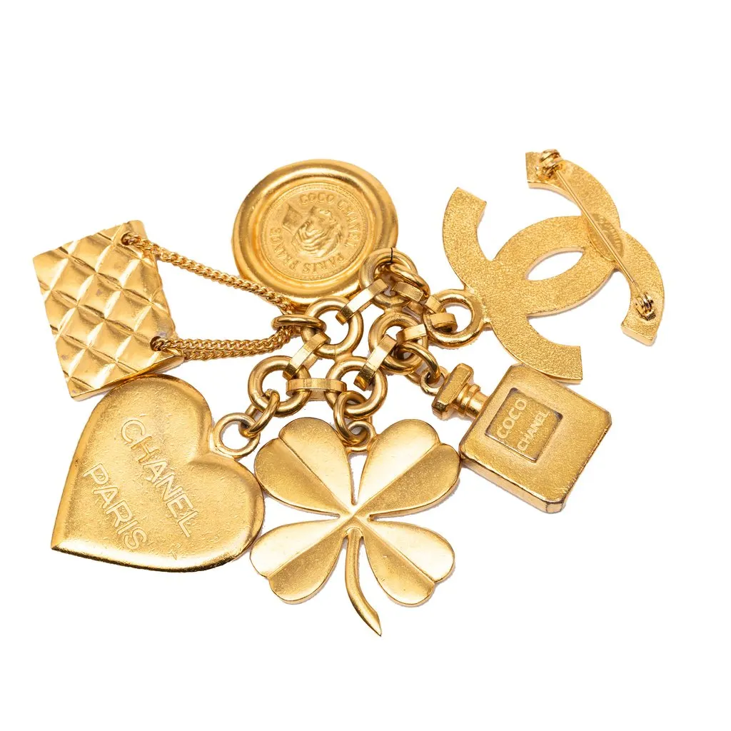 Chanel CC Gold Plated Icon Charm Pin Brooch Gold Metal Very good - Back View
