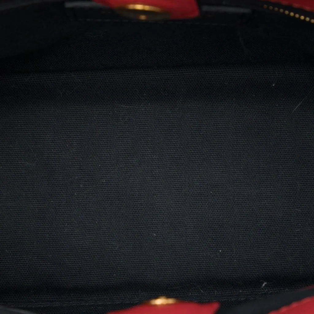 Burberry Small Graffiti Print Grainy Calfskin Banner Satchel Red Leather Good - Model View