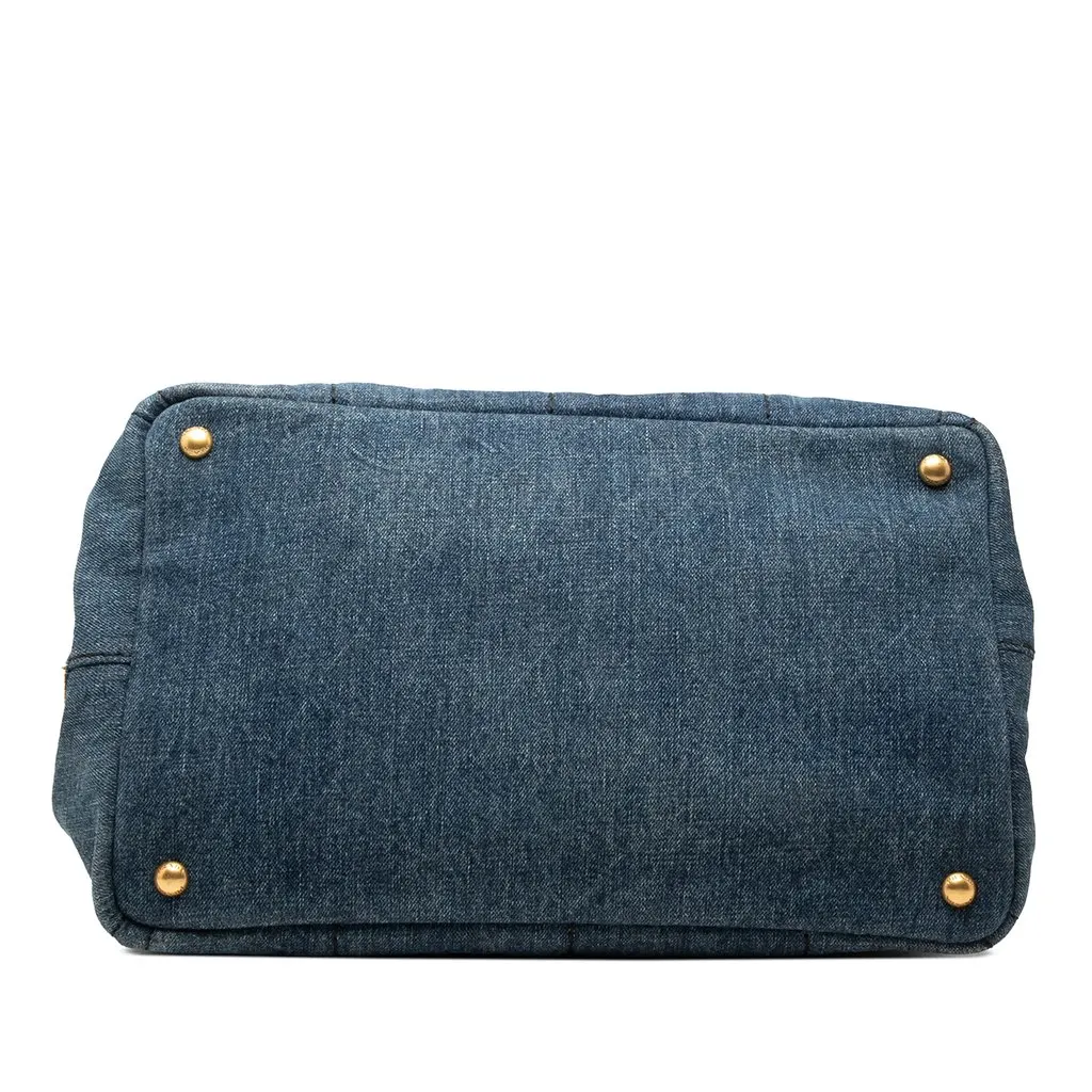Prada Denim Canapa Logo Tote Blue Denim Very good - Inside View
