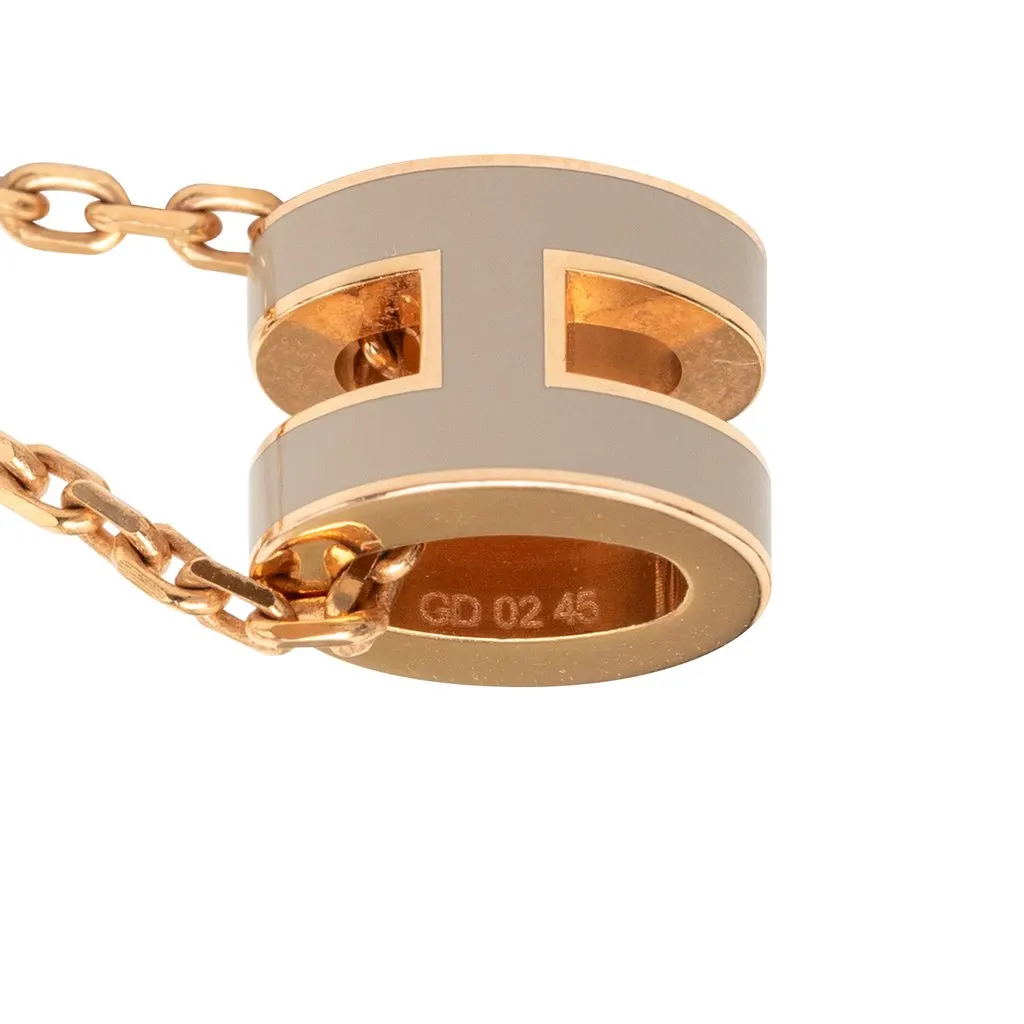Hermès Rose Gold Enamel Mini Pop H Pendant Necklace Pink Metal Very good - Box View