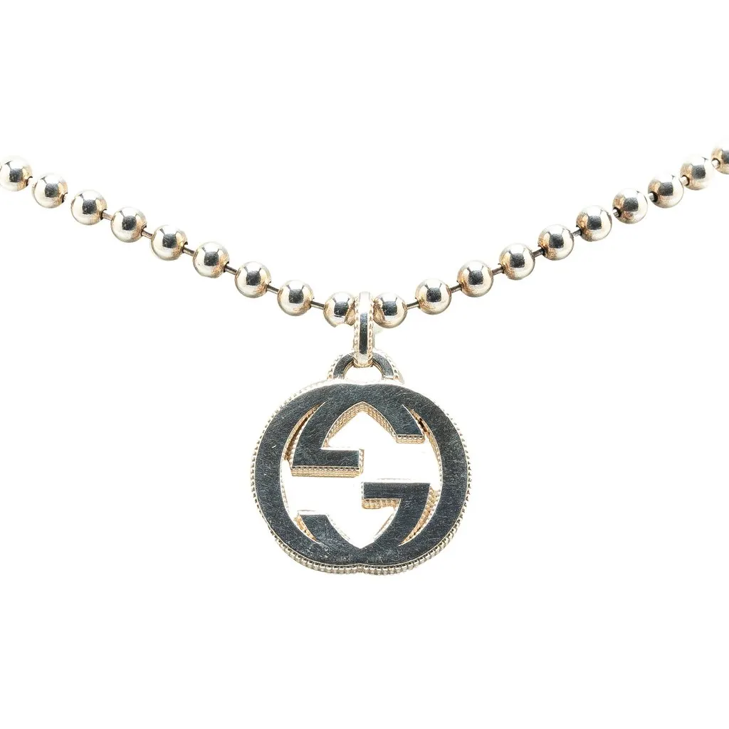 Gucci Sterling Silver Interlocking G Pendant Necklace Silver Metal Very good - Front View