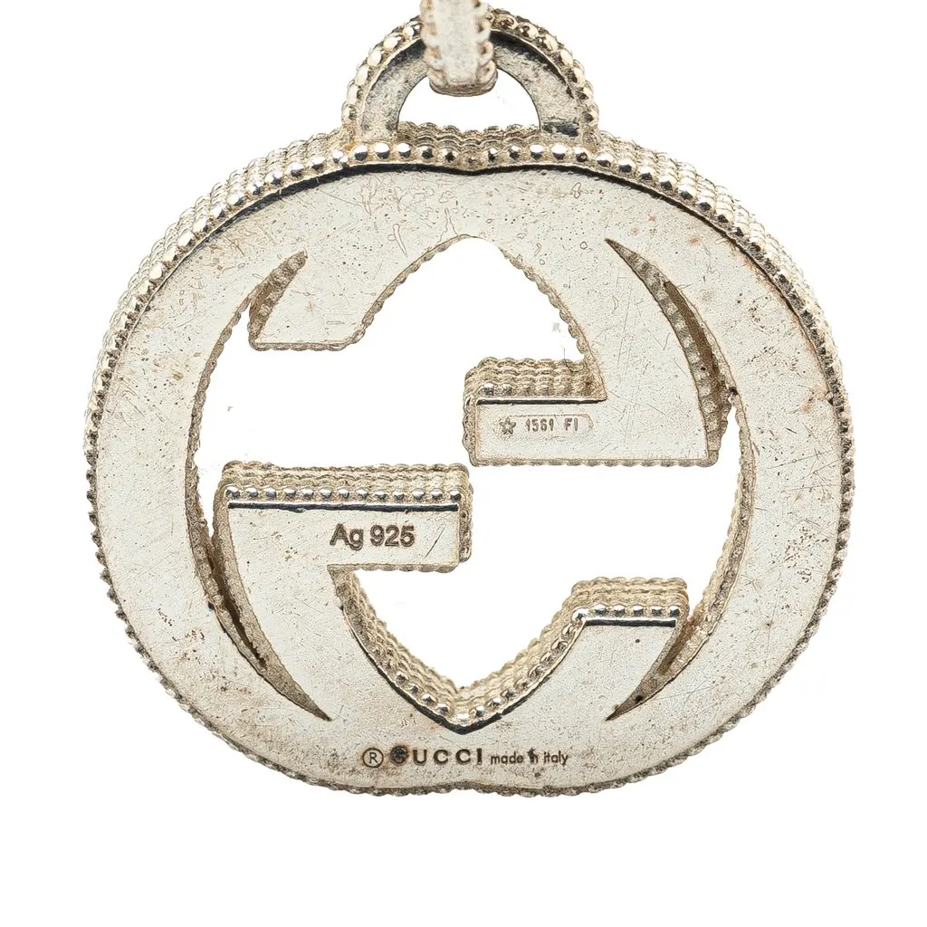 Gucci Sterling Silver Interlocking G Pendant Necklace Silver Metal Very good - Box View