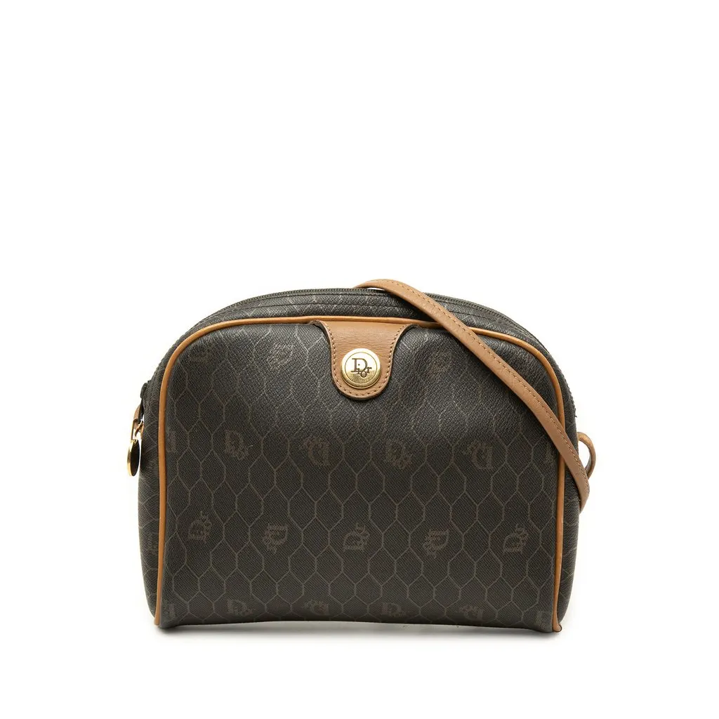 Dior Honeycomb Coated Canvas Crossbody Black Canvas Good - Front View
