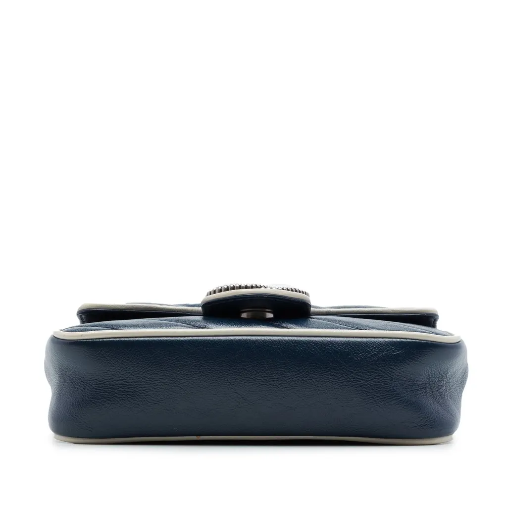 Gucci Super Mini GG Marmont Matelasse Leather Torchon Flap Crossbody Blue Leather Very good - Inside View