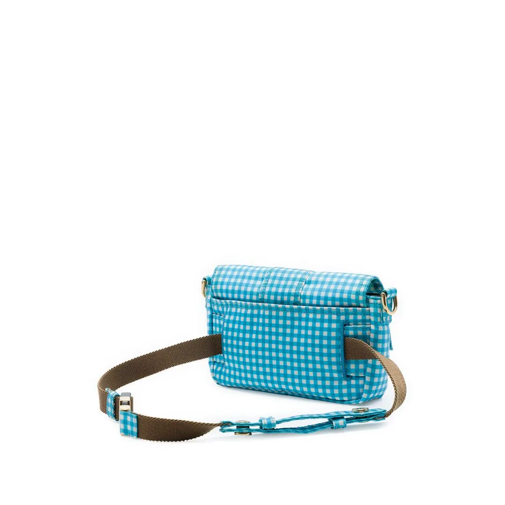 Fendi Joshua Vides Mini Nylon Gingham Convertible Baguette Satchel Blue Very good - Back View
