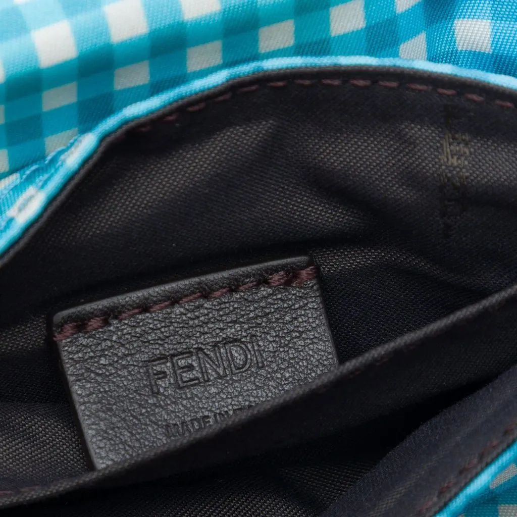 Fendi Joshua Vides Mini Nylon Gingham Convertible Baguette Satchel Blue Very good - Box View