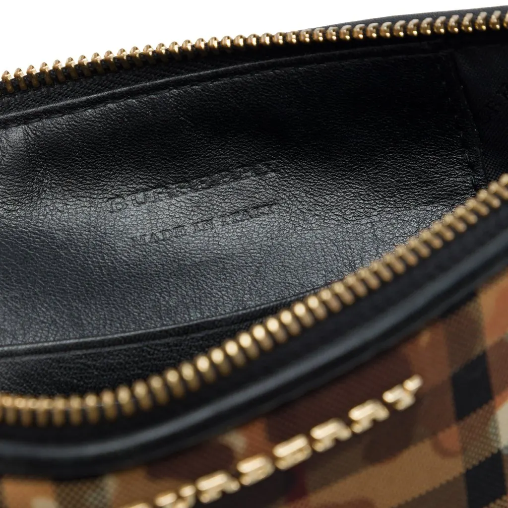 Burberry Haymarket Check Coated Canvas Camouflage Peyton Crossbody Brown Very good - Box View