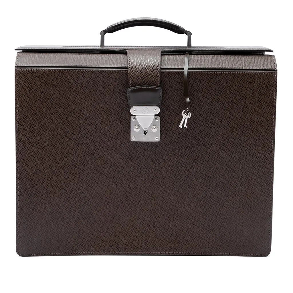 Louis Vuitton Taiga Pilot Briefcase Brown Leather Very good - Front View