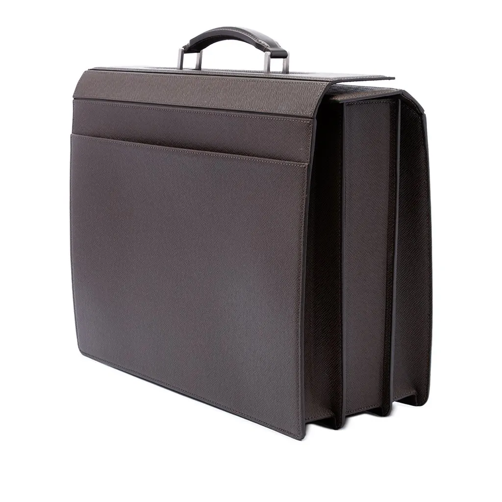 Louis Vuitton Taiga Pilot Briefcase Brown Leather Very good - Back View